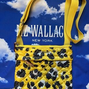 MZ Wallace Yellow Quilted Crossbody with Black & White Leopard Print